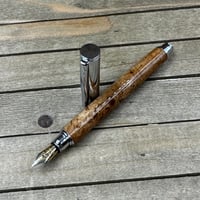 Image 10 of Handcrafted Cherry Burl Fountain Pen, Gilded Steel Nib, Clovis Style