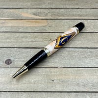 Image 2 of Mason Square and Compass Image on Curly Maple Wood Ballpoint Pen