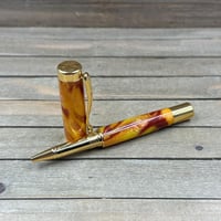 Image 10 of Handcrafted Rollerball Pen in Yellow, Red, and Orange Resin