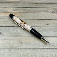 Image 3 of Mason Square and Compass Image on Curly Maple Wood Ballpoint Pen