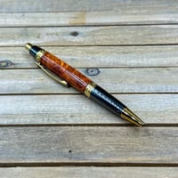 Image 1 of Handmade Amboyna Burl Click Style Ballpoint Pen in Gold Titanium