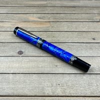Image 2 of Handmade Cobalt Blue Mesh Rollerball Pen, Ultralight 