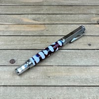 Image 4 of Handcrafted Chrome Rollerball Pen: Red, White, & Blue Resin