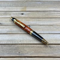 Image 2 of Handmade Amboyna Burl Click Style Ballpoint Pen in Gold Titanium
