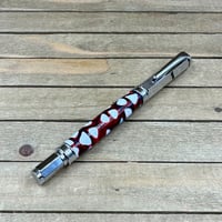 Image 5 of Handcrafted Chrome Rollerball Pen: Red, White, & Blue Resin
