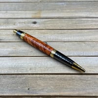 Image 3 of Handmade Amboyna Burl Click Style Ballpoint Pen in Gold Titanium
