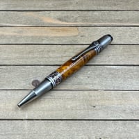 Image 1 of Handcrafted Chittum Burl Wood Twist Pen in Antique Pewter