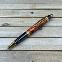 Image 5 of Handmade Amboyna Burl Click Style Ballpoint Pen in Gold Titanium