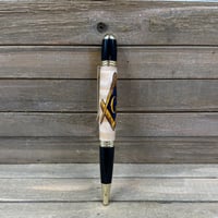 Image 6 of Mason Square and Compass Image on Curly Maple Wood Ballpoint Pen