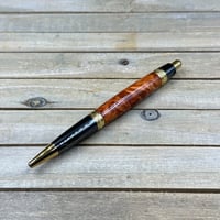 Image 6 of Handmade Amboyna Burl Click Style Ballpoint Pen in Gold Titanium