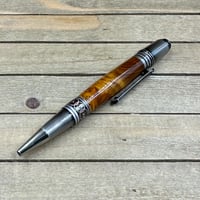 Image 4 of Handcrafted Chittum Burl Wood Twist Pen in Antique Pewter