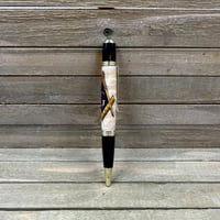 Image 7 of Mason Square and Compass Image on Curly Maple Wood Ballpoint Pen