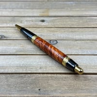 Image 7 of Handmade Amboyna Burl Click Style Ballpoint Pen in Gold Titanium