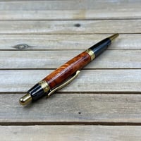 Image 8 of Handmade Amboyna Burl Click Style Ballpoint Pen in Gold Titanium