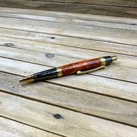 Image 9 of Handmade Amboyna Burl Click Style Ballpoint Pen in Gold Titanium