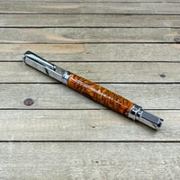 Image 1 of Handcrafted Orange Resin Pinecone Fountain Pen with Chrome Magnetic Cap
