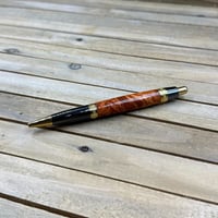 Image 10 of Handmade Amboyna Burl Click Style Ballpoint Pen in Gold Titanium