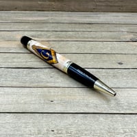 Image 10 of Mason Square and Compass Image on Curly Maple Wood Ballpoint Pen