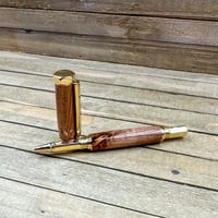 Image 1 of Handmade Gold Rhinehart Style Mesquite Rollerball Pen