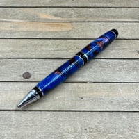 Image 2 of Handcrafted Red and Blue Resin Cigar Style Ballpoint Pen