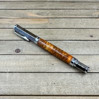 Image 3 of Handcrafted Orange Resin Pinecone Fountain Pen with Chrome Magnetic Cap