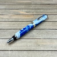 Image 3 of Handmade Sedona Style Rollerball Pen in Blue, White, and Yellow Resin