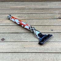 Image 2 of Handcrafted Mach III Razor Burnt Orange & White Acrylic Handle