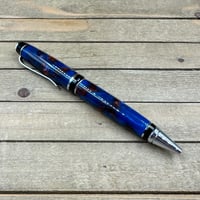 Image 3 of Handcrafted Red and Blue Resin Cigar Style Ballpoint Pen