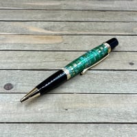 Image 1 of Green Circuit Board Pen Handmade Sierra Style in Black Chrome and Gold 