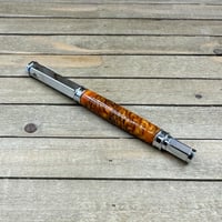 Image 4 of Handcrafted Orange Resin Pinecone Fountain Pen with Chrome Magnetic Cap