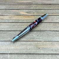 Image 2 of Click Pen in Chrome and Satin Chrome with Red, Black, White, and Gold Resin