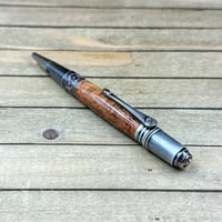 Image 2 of Handcrafted Cherry Burl Wood Pen: Antique Pewter Twist Ballpoint