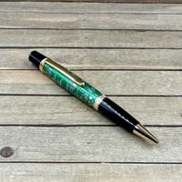 Image 2 of Green Circuit Board Pen Handmade Sierra Style in Black Chrome and Gold 
