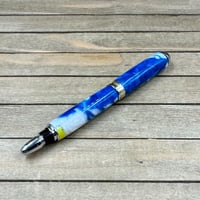 Image 4 of Handmade Sedona Style Rollerball Pen in Blue, White, and Yellow Resin