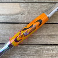 Image 3 of Orange Blaze Motorcycle Pen with Laser Inlay Chopper Motorcycle