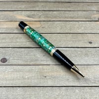 Image 3 of Green Circuit Board Pen Handmade Sierra Style in Black Chrome and Gold 