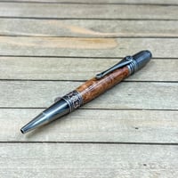 Image 3 of Handcrafted Cherry Burl Wood Pen: Antique Pewter Twist Ballpoint