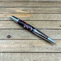 Image 3 of Click Pen in Chrome and Satin Chrome with Red, Black, White, and Gold Resin