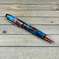 Image 1 of Custom Poured Turquoise & Copper Resin Cigar Pen 