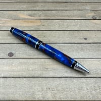 Image 5 of Handcrafted Red and Blue Resin Cigar Style Ballpoint Pen