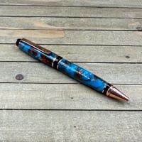 Image 2 of Custom Poured Turquoise & Copper Resin Cigar Pen 
