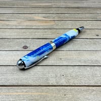 Image 6 of Handmade Sedona Style Rollerball Pen in Blue, White, and Yellow Resin
