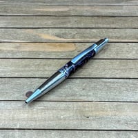 Image 4 of Click Pen in Chrome and Satin Chrome with Red, Black, White, and Gold Resin