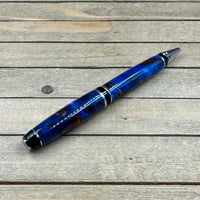 Image 6 of Handcrafted Red and Blue Resin Cigar Style Ballpoint Pen