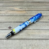 Image 7 of Handmade Sedona Style Rollerball Pen in Blue, White, and Yellow Resin