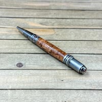 Image 5 of Handcrafted Cherry Burl Wood Pen: Antique Pewter Twist Ballpoint