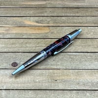 Image 5 of Click Pen in Chrome and Satin Chrome with Red, Black, White, and Gold Resin