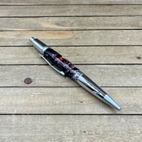 Image 6 of Click Pen in Chrome and Satin Chrome with Red, Black, White, and Gold Resin