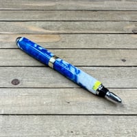 Image 8 of Handmade Sedona Style Rollerball Pen in Blue, White, and Yellow Resin