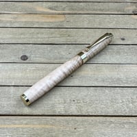 Image 6 of Handcrafted Curly Maple Rollerball Pen with Gold Accents